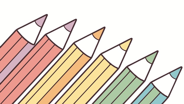 Pastel colored pencils illustration for back to school supplies and drawing art projects for kids and adults vector