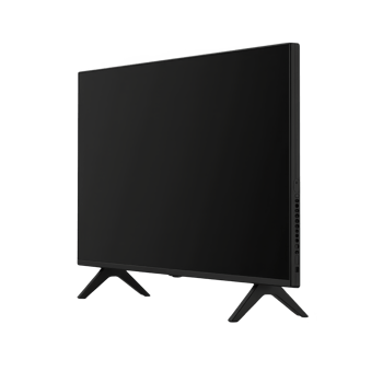 Sleek, modern flat screen television with minimalist design, featuring thin bezel and dual stand legs, perfect for contemporary living spaces png