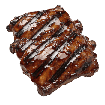 Juicy grilled barbecue ribs with glossy glaze, showcasing charred grill marks. ribs are succulent and perfectly cooked, ideal for delicious meal png