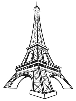 Black and white graphic illustration of the eiffel tower in paris france vector