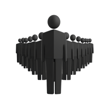 group of stylized black figures stand in V formation, symbolizing unity and teamwork. minimalist design emphasizes collaboration and leadership, creating sense of harmony png