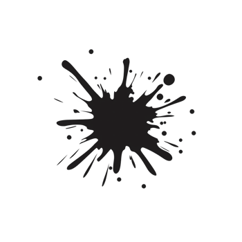 black ink splatter with irregular edges and scattered droplets on transparency background, creating dynamic and artistic effect. This abstract design can be used for creative projects png