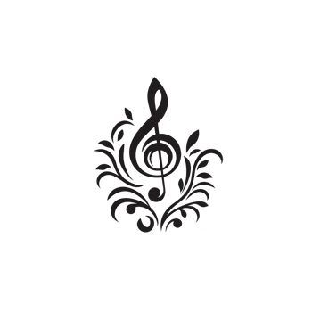 decorative treble clef design with elegant floral elements, creating harmonious blend of music and art. intricate pattern adds touch of sophistication and creativity png