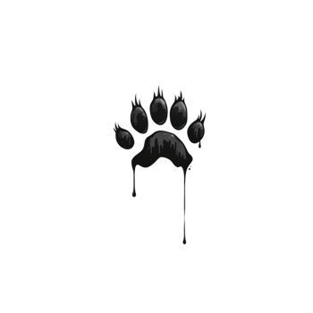 black paw print with dripping effect creates bold and artistic impression, symbolizing animals or pets. design is simple yet striking, evoking sense of mystery and creativity png
