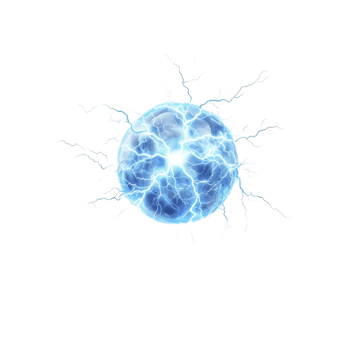 glowing blue energy sphere crackles with electric sparks against transparency background, creating dynamic and powerful visual effect. vibrant electricity arcs outward, suggesting intense energy png