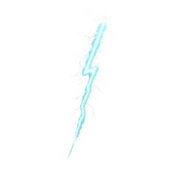 bright, electric blue lightning bolt with jagged edges and glowing energy on transparency background, symbolizing power and energy png