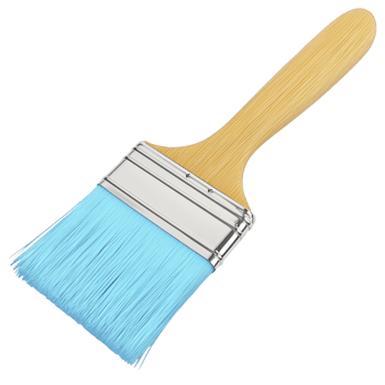 wooden handled paintbrush with soft blue bristles is isolated on transparency background, showcasing its clean and simple design png