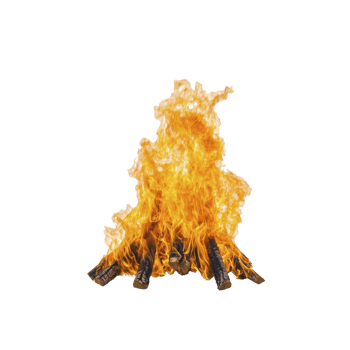 blazing campfire with bright orange flames and wooden logs creates warm and inviting atmosphere, perfect for outdoor gatherings or camping adventures png