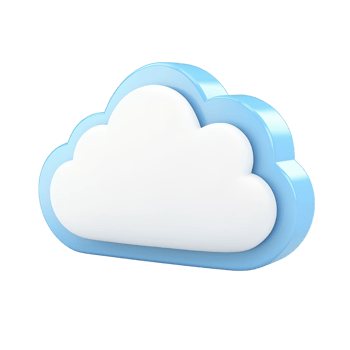3D illustration of white cloud with blue outline, symbolizing cloud computing or storage. design is simple and modern, conveying sense of technology and innovation png