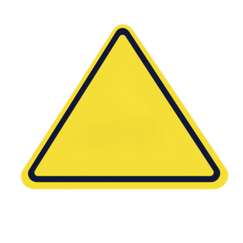 yellow triangular warning sign with black border, commonly used to indicate caution or alert for potential hazards. bright color and shape are designed to attract attention png