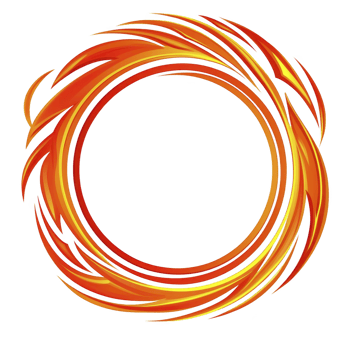vibrant circular design with swirling orange and red flames creates dynamic and energetic visual. fiery pattern forms seamless loop, symbolizing movement and intensity png