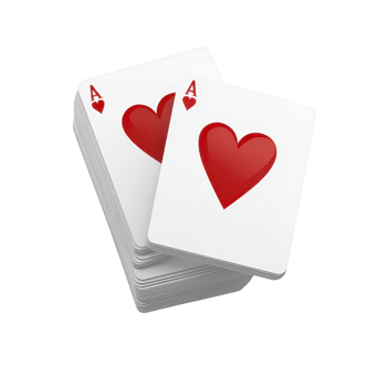 stack of playing cards featuring ace of hearts on top, symbolizing luck and strategy in card games. vibrant red heart stands out against transparency background, evoking excitement png