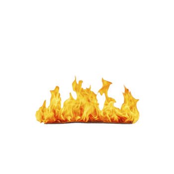row of vibrant orange and yellow flames dances against transparent background, creating dynamic and intense visual effect. fire appears lively and energetic png