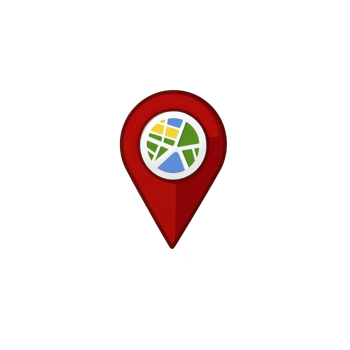 red map pin icon with colorful map design in center, symbolizing location or navigation. pin is isolated on transparency background, representing travel or direction png
