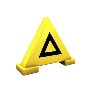 yellow triangular warning sign with black triangle symbol, often used to indicate caution or alert. bright color and simple design make it easily noticeable png