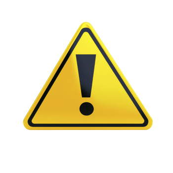 yellow triangular warning sign with bold black exclamation mark in center, symbolizing caution or alert. sign is commonly used to indicate potential hazards or important notices png