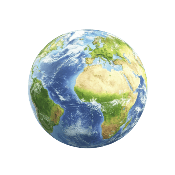 realistic depiction of Earth showcasing continents, oceans, and cloud formations, highlighting beauty of our planet from space. image emphasizes vibrant colors and natural features png