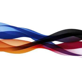 dynamic abstract design featuring colorful, flowing waves in shades of blue, orange, and red, creating sense of movement and energy against transparency background png