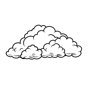 hand drawn illustration of fluffy clouds in sketch style, showcasing whimsical and artistic representation of cloud cluster. black and white design adds classic touch png