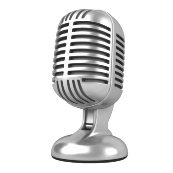 Vintage style silver microphone with classic design, featuring metallic grille and stand, evokes sense of nostalgia and elegance. Perfect for broadcasting or music themes png