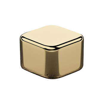 shiny gold cube with smooth edges and reflective surface creates luxurious and modern appearance. cube sleek design and metallic finish make it visually striking png
