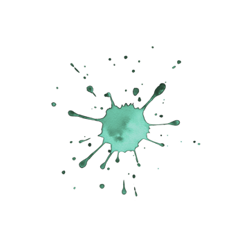 Vibrant turquoise paint splatter with dynamic droplets radiating outward on transparent background, creating artistic and energetic effect png