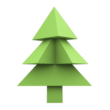 Simple, geometric green Christmas tree illustration with minimalist design, featuring triangular shapes and modern aesthetic. Perfect for holiday themed projects png