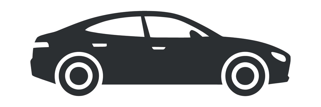 Simple Black Silhouette of a Modern Sedan Car Icon Illustration vector