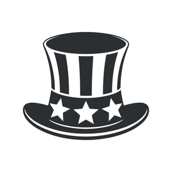 Classic American Uncle Sam Top Hat Icon Illustration Patriotic Stars Stripes Design vector