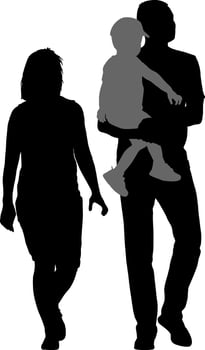 Silhouette of happy family on a white background vector