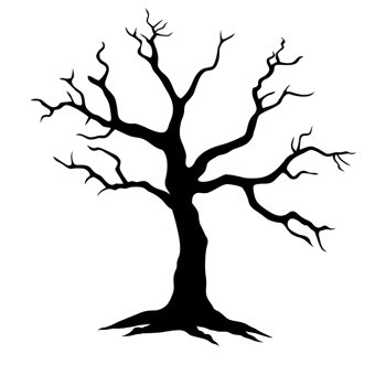 Silhouette of leafless tree with bare branches against plain background, evoking sense of solitude and stark beauty png