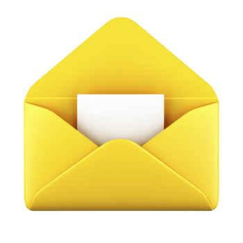 Yellow envelope with white card inside is depicted, symbolizing communication and correspondence. vibrant color adds cheerful touch, making it ideal for invitations or announcements png
