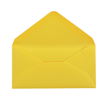 Vibrant yellow envelope with open flap, showcasing simple and cheerful design, perfect for invitations or letters png