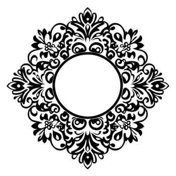 Intricate, symmetrical floral frame design with circular center, featuring ornate patterns and elegant details, perfect for decorative purposes png