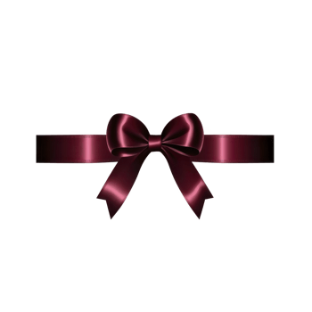 Shiny burgundy ribbon bow with elegant loops and tails, perfect for gift wrapping or decoration, isolated on transparent background png
