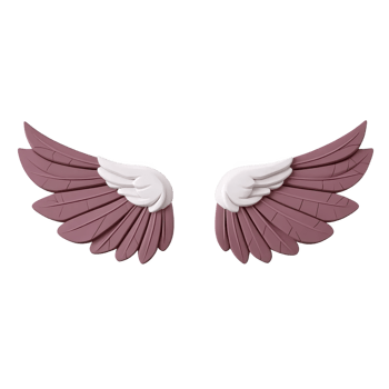 Pink and white angel wings with layered feather design, symbolizing freedom and grace, isolated on transparency background png