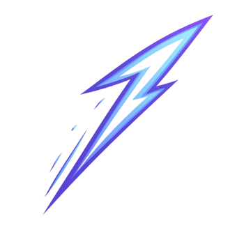Dynamic blue and purple lightning bolt design with sharp edges and gradient effect, symbolizing energy and speed. background is transparent, enhancing its versatility png