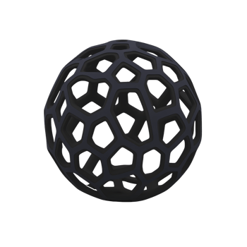 geometric black sphere with hexagonal pattern creates modern, abstract design. open structure allows light to pass through, casting intricate shadows png