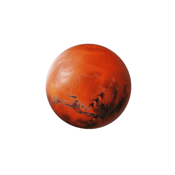 vibrant, detailed illustration of red planet, resembling Mars, with visible surface features and textures. image captures planet distinct reddish hue and intriguing surface patterns png