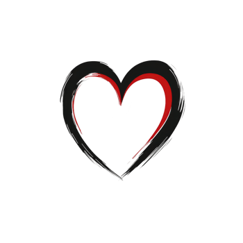 hand drawn heart illustration with black outline and red inner accent, symbolizing love and affection. simple design conveys warmth and emotion png