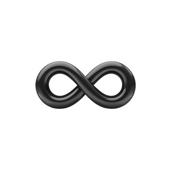 sleek black infinity symbol on transparency background, representing endless possibilities and timelessness. smooth, glossy finish adds modern touch to this classic icon png
