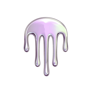 shiny, iridescent liquid droplet with glossy surface and smooth, flowing drips creates mesmerizing effect. colors shift between purple and green, adding futuristic touch png
