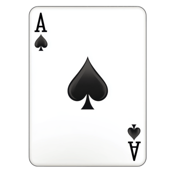 image shows Ace of Spades playing card with classic design, featuring large black spade symbol in center and smaller spade symbols in corners png