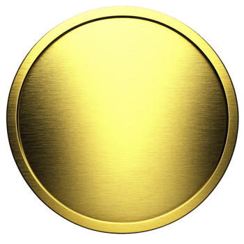 shiny, round gold coin with smooth, reflective surface and raised edge, symbolizing wealth and prosperity. coin metallic sheen adds luxurious touch png