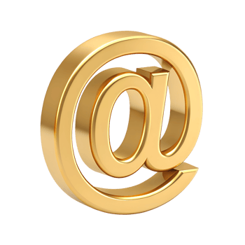 3D Golden At Symbol Email Icon Digital Communication Network Internet Technology This luxurious gold at symbol is perfect for website design or email marketing materials png