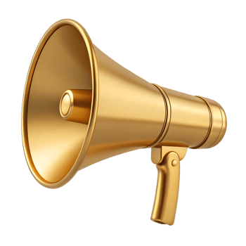 A Golden Megaphone for Announcing Important News or Making a Powerful Statement This Shiny Gold Bullhorn is Perfect for Marketing and Advertisement Concepts png