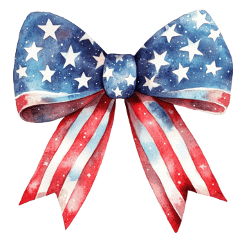 Patriotic bow watercolor clip art american flag stars stripes on transparent background png