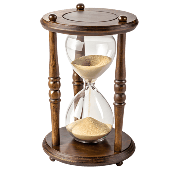Antique hourglasses isolated on transparent background, vintage sand timers for decoration or timekeeping concept png