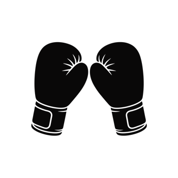 Two black boxing gloves cutouts png