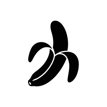 A simple black silhouette of a peeled banana cutouts png